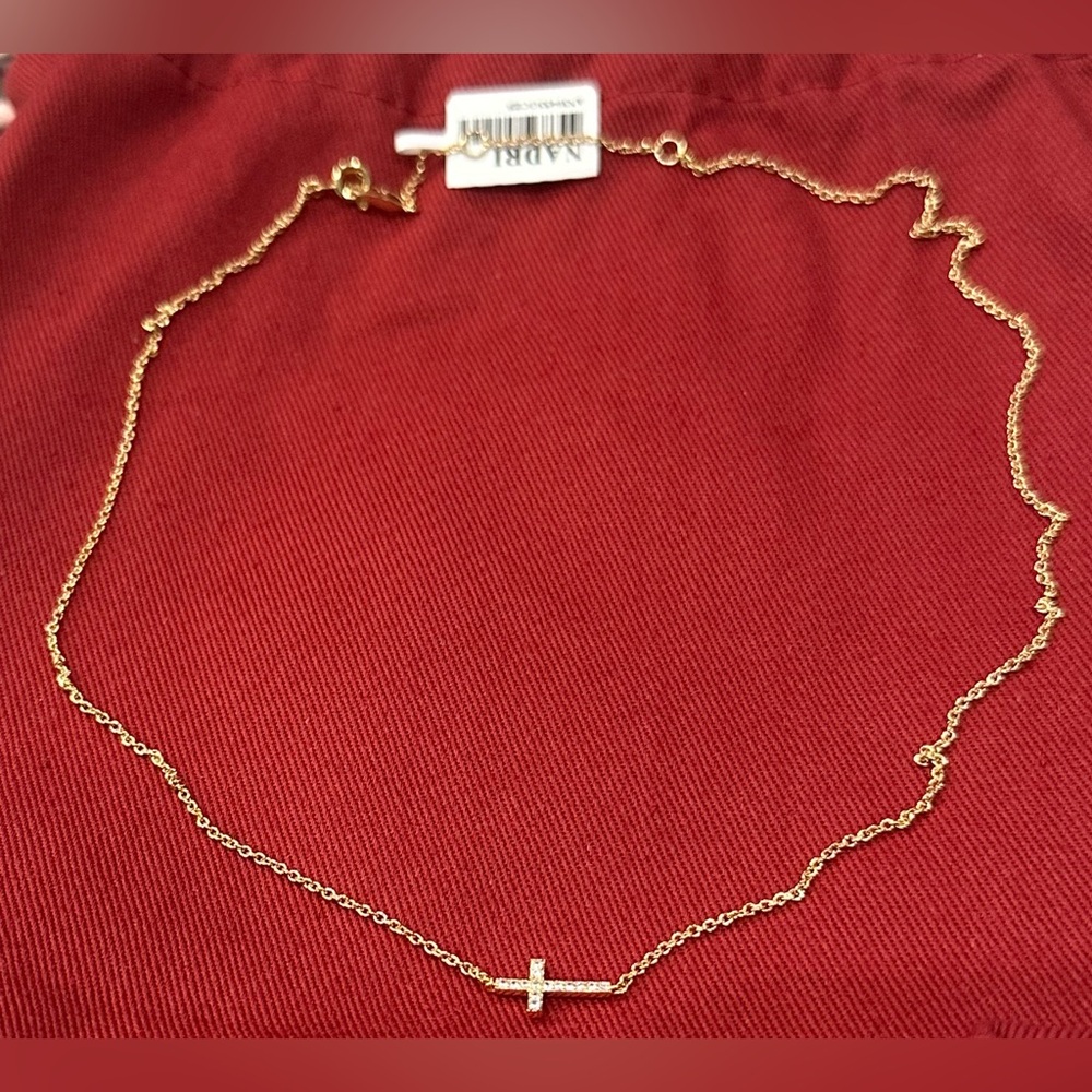 Nadri Gold Cross Pendant Necklace NWT